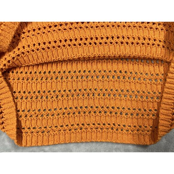 ZARA Sleeveless Size L Crew Neck Open Knit Orange Sweater Vest Autumnal Layering - Picture 5 of 11
